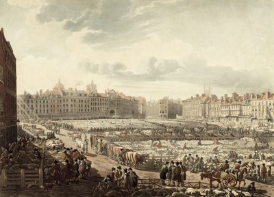 スミスフィールドマーケットの鳥瞰図（アクアチント） 作： Thomas Rowlandson